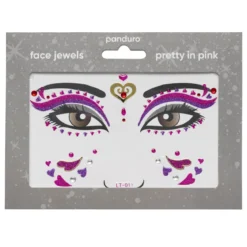 Face Jewels Pretty In Pink – klistremerker og ansiktssmykke for utkledning og karneval
