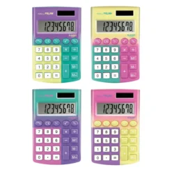 Fargerike minikalkulatorer, 6,2×9,7 cm Pris per stykk, selges assortert på nett