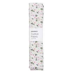 Ferdigklippet stoffstykke 100×70 cm – fioler på rosa bunn