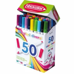 Fibracolor tusjpenner 50-pakning, 50 dobbeltspisspenner i 50 forskjellige farger