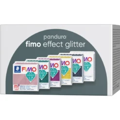 Fimo Effect Glitter 6×57 gram glitrende Fimo-leire