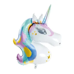 Folieballong 90 cm høy unicorn / enhjørning med detaljer i metallic