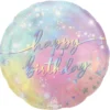 Folieballong Ø45 cm – pastellfarget med teksten Happy birthday