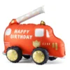 Folieballong stående brannbil, 67×53 cm – med teksten «Happy birthday»