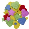 Funky Foam selvklebende dekorgummi glitrende stjerner og hjerter, 200 stk.