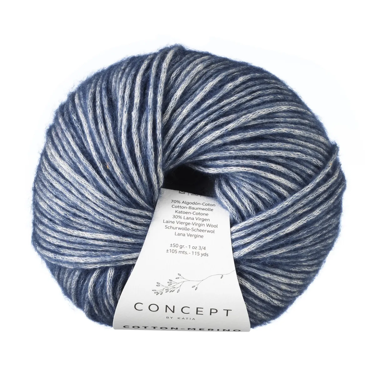Garn Cotton Merino 50 g blå 115