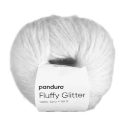 Garn Fluffy Glitter 50 g hvit