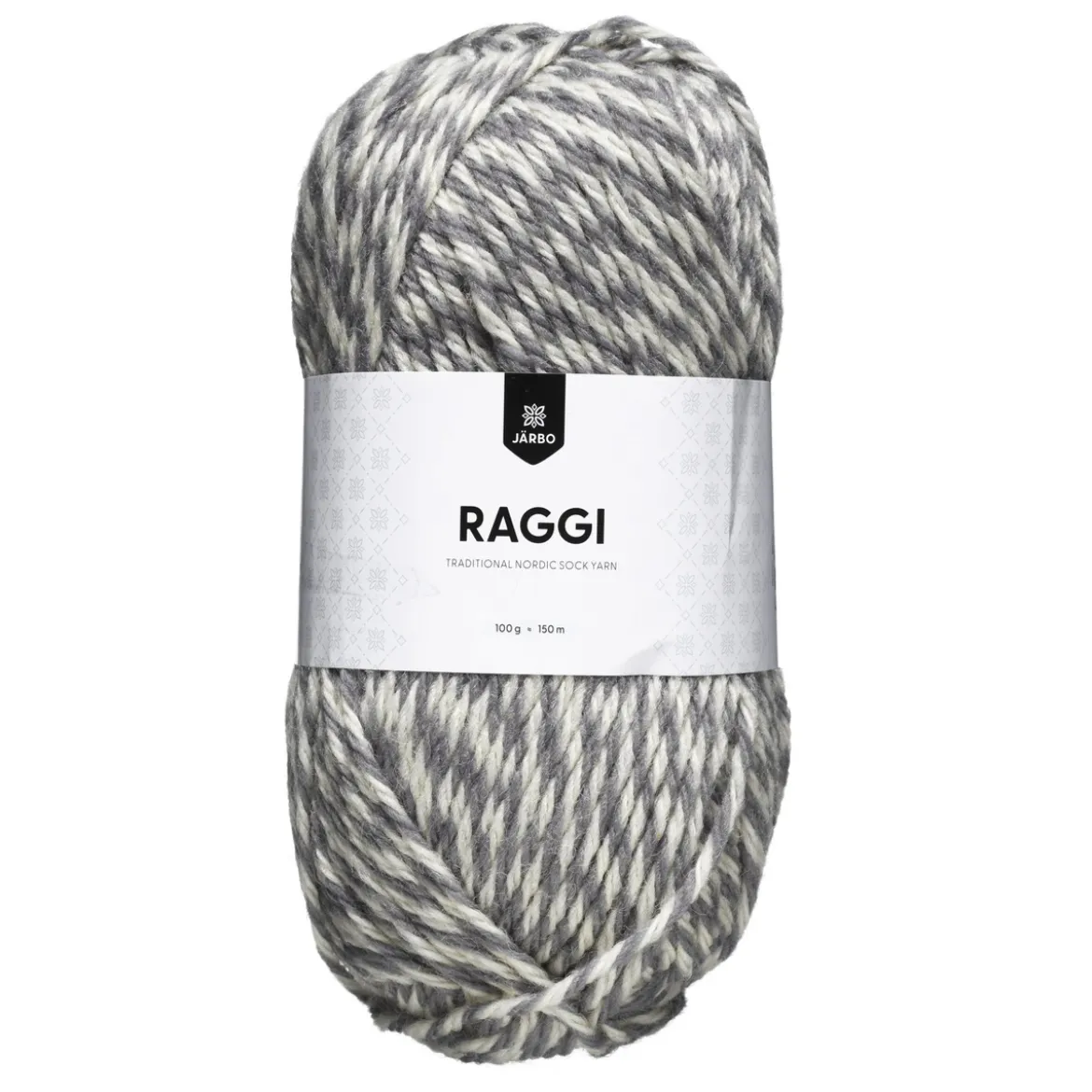 Garn Järbo Raggi 100 g grå/hvit – Graystone mouliné 1515
