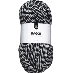 Garn Järbo Raggi 100 g svart/hvit – Black & white mouliné 1568
