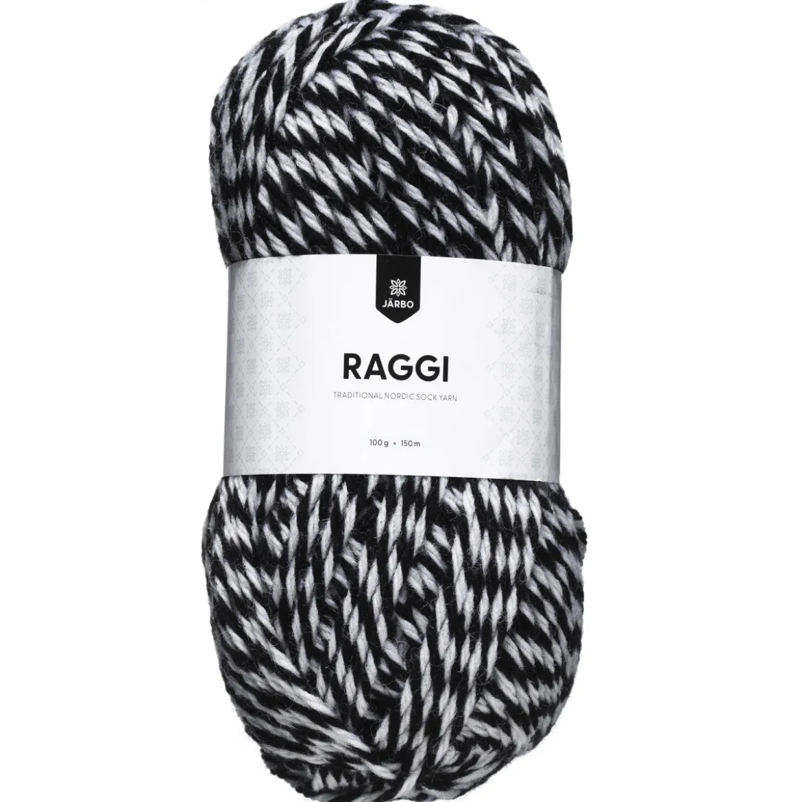 Garn Järbo Raggi 100 g svart/hvit – Black & white mouliné 1568