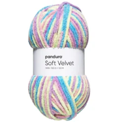 Garn Soft Velvet 100 g rainbow – garn med en mengde livfulle farger