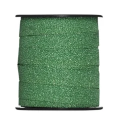 Gavebånd 25 meter på rull, 1 cm bredt – glitter grønn
