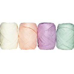 Gavebånd 4-pakning av papir med tekstur, 4 matte pastellfarger, 4×10 meter, 5 mm bredt