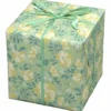 Gavepapir på rull 10 m × 57 cm – lysegrønt papir med en mengde blomster