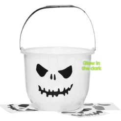 Godteribøtte glow in the dark, selvlysende gresskarbøtte til Halloween Ø23 cm