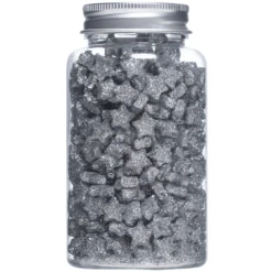 100 gram sølvfargede glitterstjerner – 1×0,5 cm