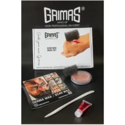 Grimas Scar Wax sminkesett – arrvoks, blod og tilbehør for uhyggelige sår til Halloween!