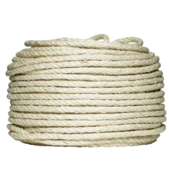 Grov, lys tretrådet sisalsnor – 50 meter, Ø6 mm