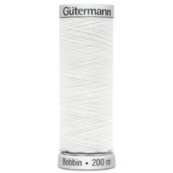 Gütermann bobbintråd, maskinbroderitråd 200 meter, hvit 1001