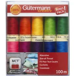 Gütermann sytråd 10×100 m. 100 % polyester, Bright
