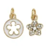 Gullfargede anheng / charms, blomst Ø10 mm, strassfylt blomst Ø10 mm