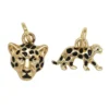 Gullfargede anheng / charms, leopardhode 12×11×3 mm, leopard 15×7×3 mm