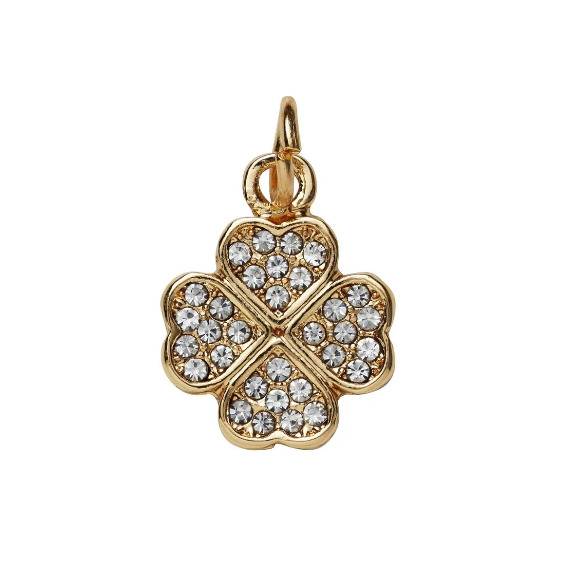 Gullfarget anheng / charm firkløver 12×12 mm