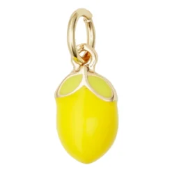 Gullfarget anheng / charm med en gul sitron, lengde 10 mm, Ø6,2 mm