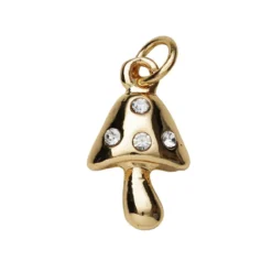 Gullfarget anheng / charm sopp 10×9,6×5,8 mm