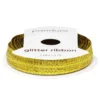 Gullfarget glitterbånd – 6 mm bredt og 8 meter langt