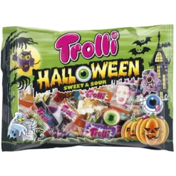 Halloween-godteri Trolli Mix 360 gram, surt, søtt og spooky i 19 små poser
