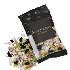 Halloween-strøssel spøkelser og flaggermus til å pynte kaker og muffins med. 40 gram