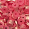 Heishi-perler i rør – gullglinsende røde heishis, Ø6 mm
