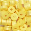 Heishi-perler i rør – gullglinsende gule heishis, Ø6 mm