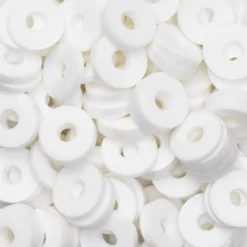 Heishi-perler i rør – gullglinsende hvite heishis, Ø6 mm