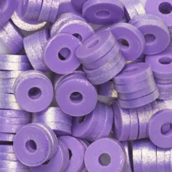 Heishi-perler i rør – gullglinsende lilla heishis, Ø6 mm