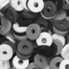 Heishi-perler i rør – herlig blanding med svarte, hvite og grå heishis, Ø6 mm