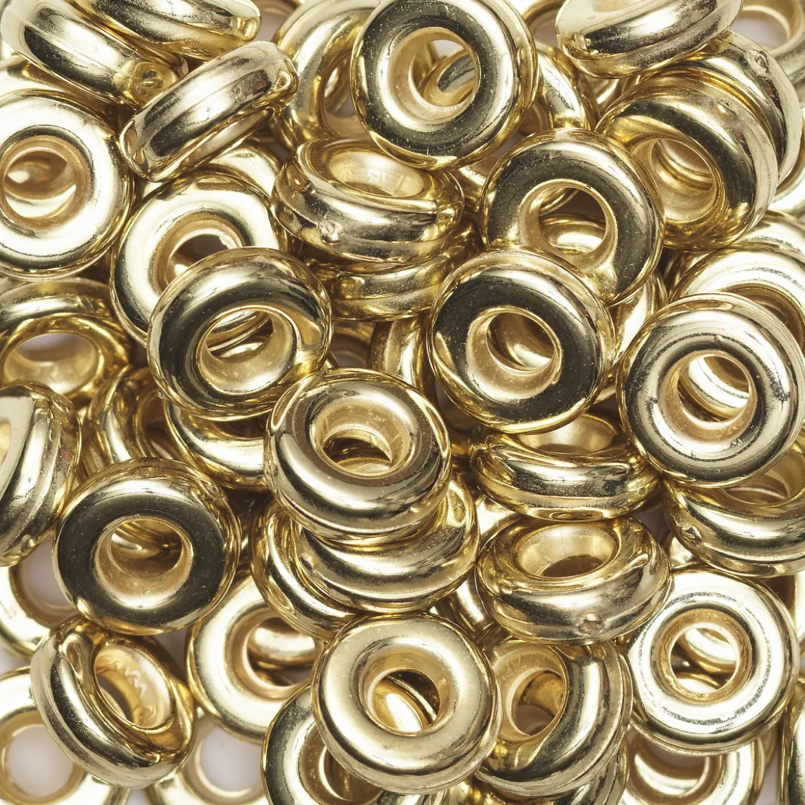 Heishi-perler i rør – gull metallic heishis, Ø6 mm (harde)