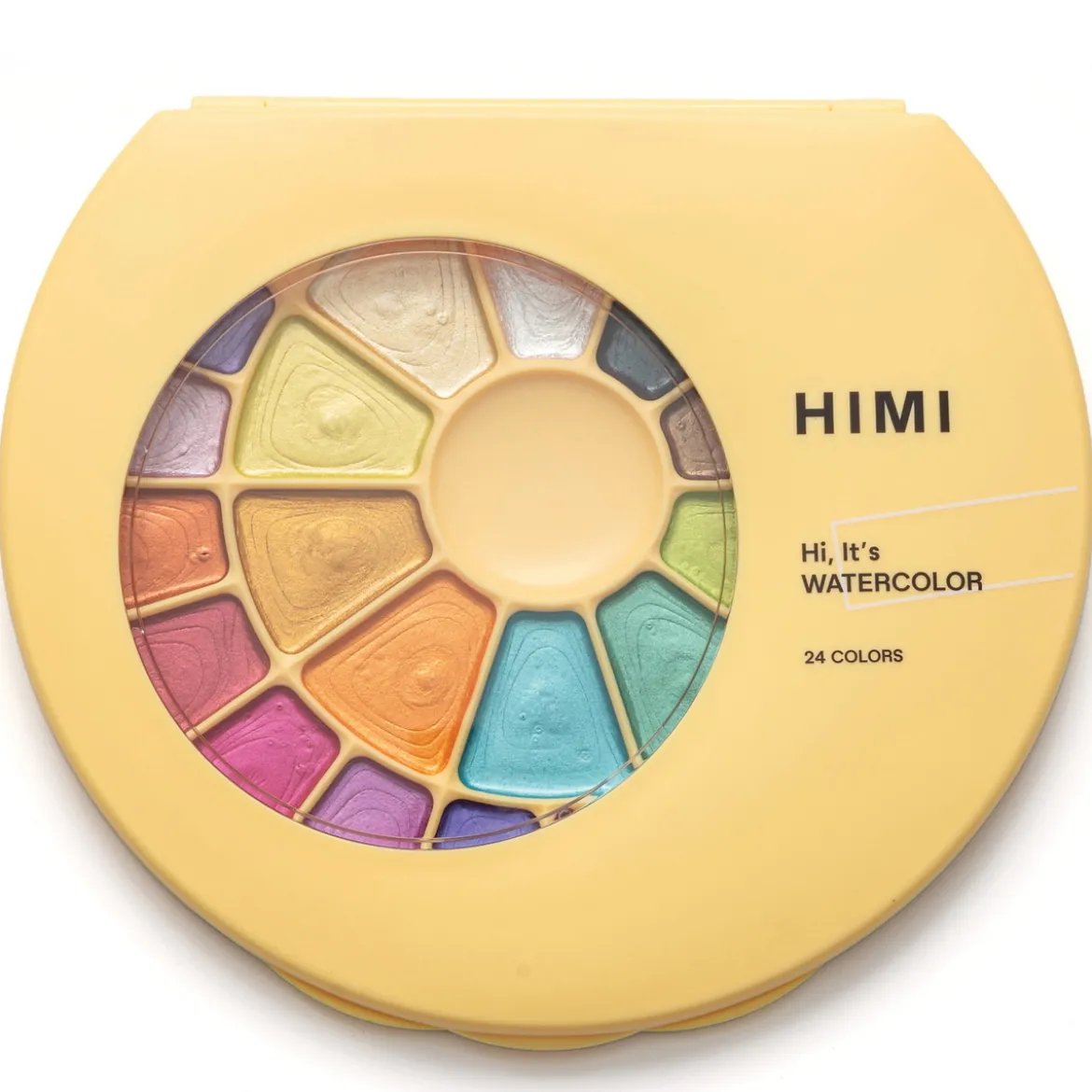 Himi Watercolour Kit Metallic, 24 skinnende akvarellfarger og 1 pensel