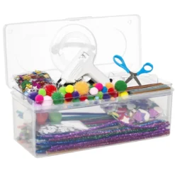 Hobbyeske med limpistol, hobbymaterialer og tilbehør – 33,5×14×13,5 cm