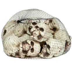 Hodeskaller til Halloween, 12-pakning i nett, 4,5×6×5,5 cm