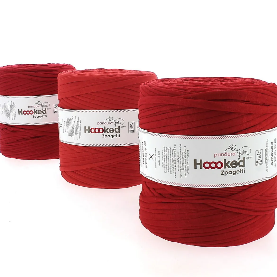 Hooked Zpagetti Medium trikotgarn 900 g rød – Red shades ZP005–7, pris per stykk