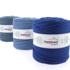 Hooked Zpagetti Medium trikotgarn 900 g blå – Mid Blue shades ZP005–15, pris per stykk