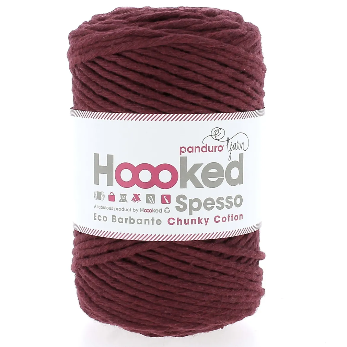 Hoooked Spesso Eco Barbante Chunky Cotton by Panduro Yarn – 500 g vinrød, Berry S1050