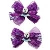 Hårklemmer til Halloween, lilla sløyfer av 3 bånd, spøkelsestema, 10×5 cm – 2-pakning