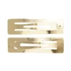 Hårspenner av gullfarget metall, rektangulære, 2-pakning. 7,7×2 cm