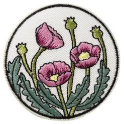 Iron-on strykemerke anemone på hvit bakgrunn Ø60 mm
