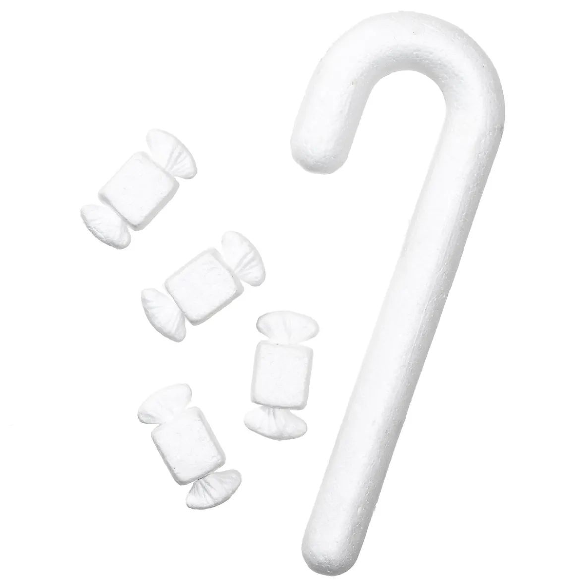 Isopor julemiks, skrog til julehobby – polkastang L 33 cm, godteri L 7,5 cm