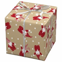 Julepapir 10-metersrull, 57 cm bred – glade nisser og snødryss