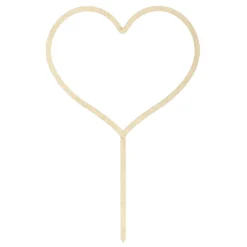 Kakepynt, cake topper, hjerte i lyst tre, total høyde 23 cm